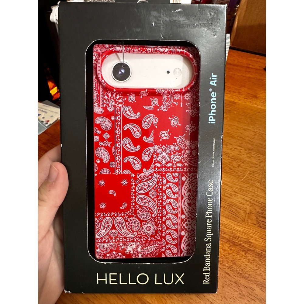 Hello Lux Red Bandana Square Phone Case for iPhone Air MagSafe TPU Paisley
